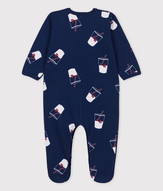 Baby-Strampler aus Bio-Baumwolle Tajinebanane x Petit Bateau blau MEDIEVAL/weiss MULTICO