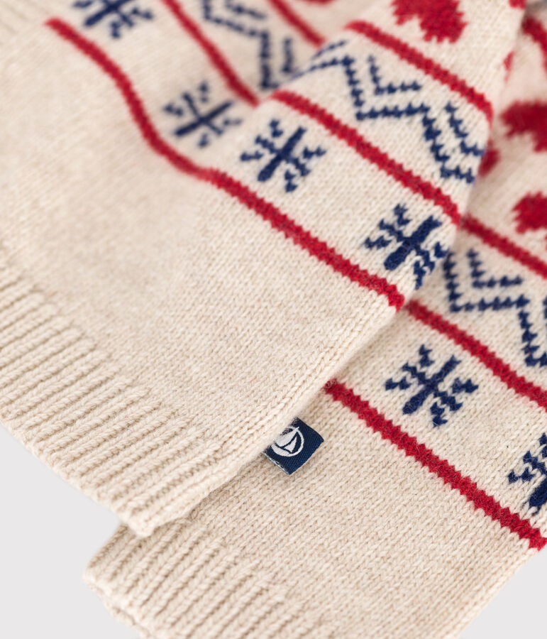 Baby-Cardigan aus Strick mit Wollanteil naturfarben/vielfarbig