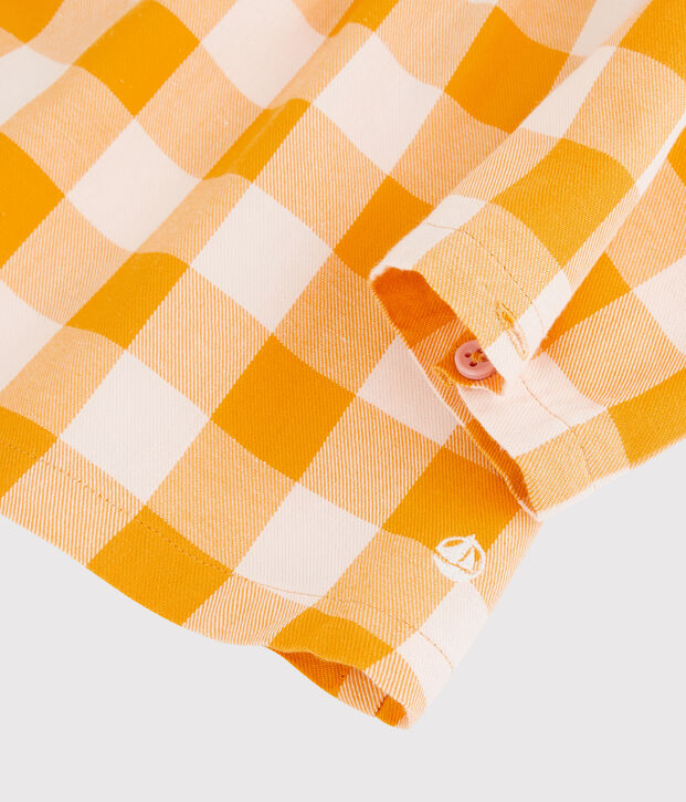 Baby-Bluse aus Flanell. gelb/rosa