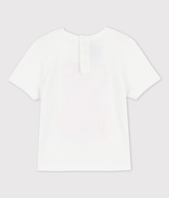Kurzärmeliges Baby-T-Shirt aus Baumwolle mit Motiv weiss MARSHMALLOW