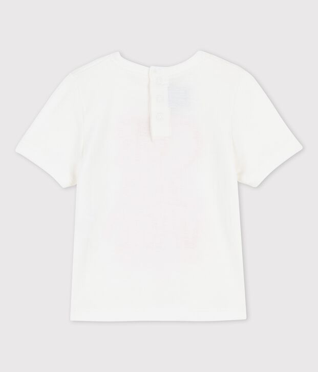 Kurz&auml;rmeliges Baby-T-Shirt aus Baumwolle mit Motiv weiss