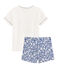Rippstrick-Kurzpyjama für kleine Jungen weiss MARSHMALLOW/weiss MULTICO