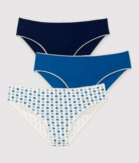 3er-Set Slips aus Baumwolle und Elastan mit Blumenmuster für Mädchen variante 1