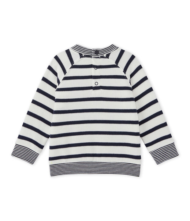 Baby-Jungen-Sweatshirt mit Marinestreifen weiss/blau