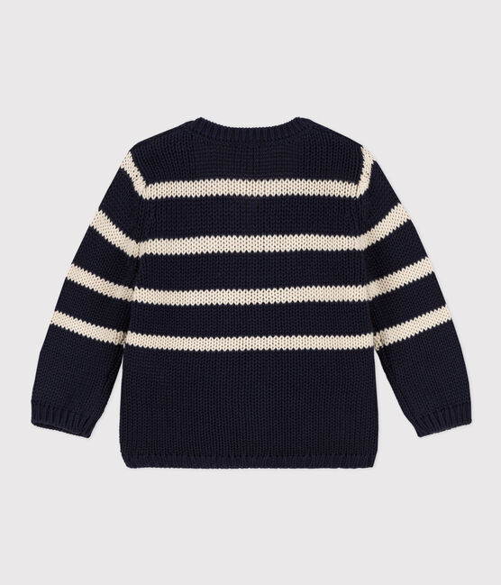 Baby-Cardigan aus gestreiftem Baumwollstrick blau SMOKING/ AVALANCHE