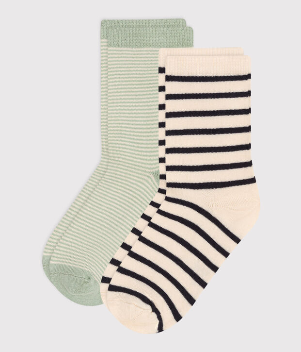 2er-Set gestreifte Kindersocken aus Baumwolle vielfarbig