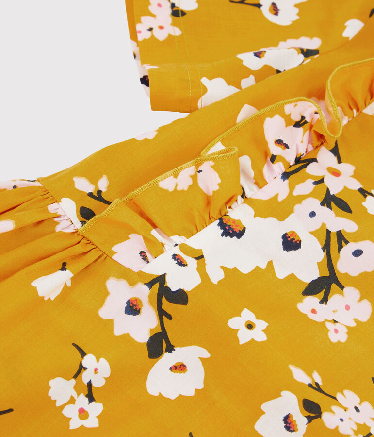 Kurz&auml;rmeliges Kinderkleid f&uuml;r M&auml;dchen gelb/vielfarbig