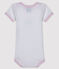 Kurzärmeliger Baby-Body für Mädchen weiss ECUME/rosa DOLL