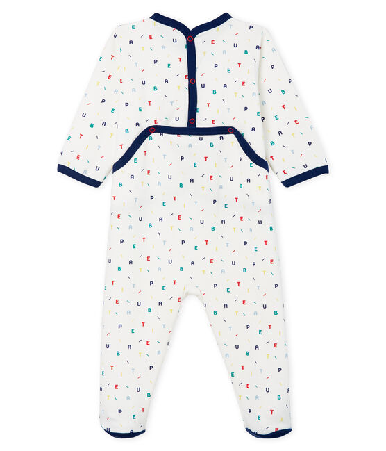 Baby-Strampler aus Molton für Jungen weiss MARSHMALLOW/weiss MULTICO