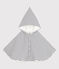 Gestreiftes Baby-Cape aus Baumwolle mit Kapuze weiss MARSHMALLOW/blau SMOKING