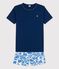 Kinder-Kurzpyjama aus Baumwolle für Jungen blau MEDIEVAL/weiss MULTICO