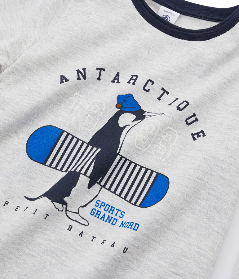 Lang&auml;rmliges T-Shirt f&uuml;r Jungen grau BELUGA CHINE