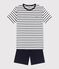 Kinder-Kurzpyjama aus Rippstrick mit Matrosenstreifen weiss MARSHMALLOW/blau SMOKING