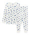 Unisex-Pyjama aus angerautem, extra warmem Bouclé-Frottier weiss MARSHMALLOW/blau MAJOR