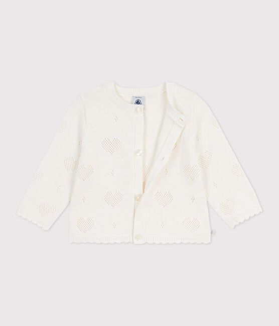 Baby-Cardigan aus Baumwolle mit Herzmotiv weiss MARSHMALLOW