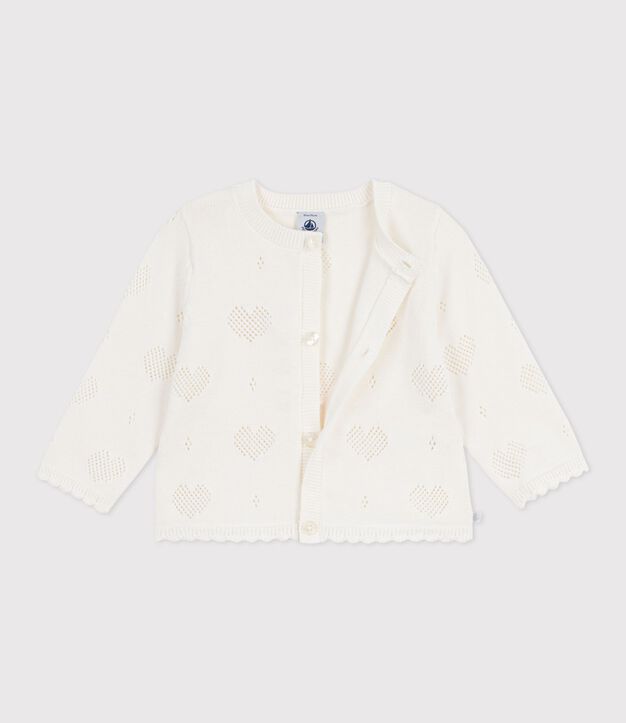 Baby-Cardigan aus Baumwolle mit Herzmotiv weiss