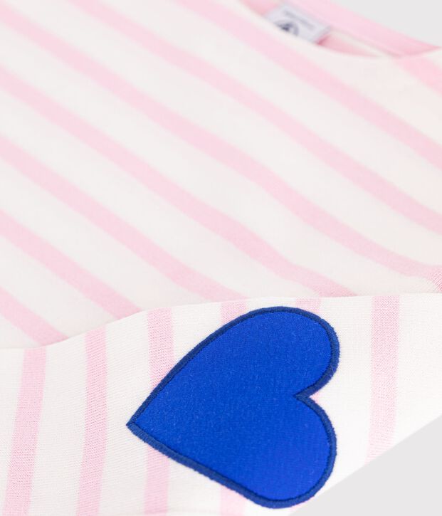 Kinder-Shirt Marini&egrave;re aus Baumwolle mit Streifen rosa/rosa