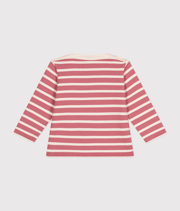 Baby-Streifenshirt Marini&egrave;re aus festem Baumwollstoff rosa/naturfarben