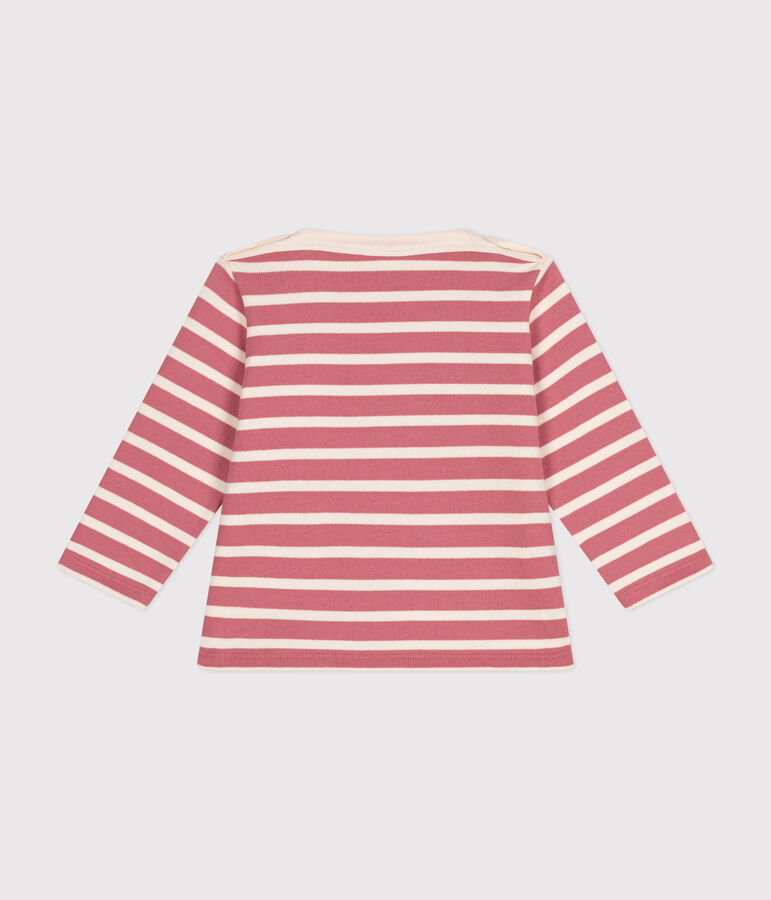 Baby-Streifenshirt Marini&egrave;re aus festem Baumwollstoff rosa/naturfarben