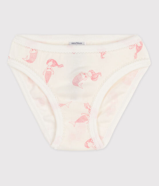 Baumwoll-Slips für Mädchen weiss MARSHMALLOW/rosa ROSE