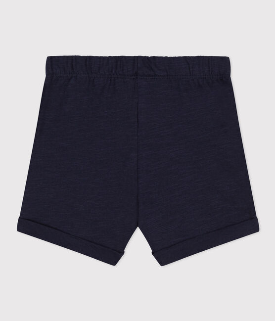 Baby-Shorts aus einfarbigem geflammtem Jersey blau SMOKING