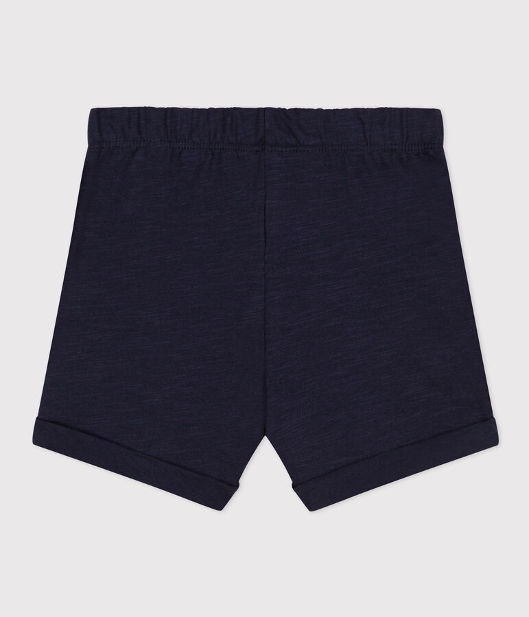 Baby-Shorts aus einfarbigem geflammtem Jersey blau