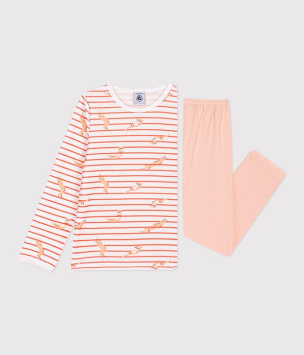 Pyjama  en velours weiss/rosa/vielfarbig