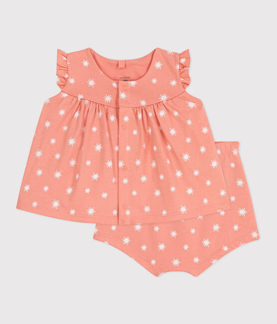 2-teiliges Newborn-Set aus Baumwolle mit Sonnenmuster orange ABRICOT/ MARSHMALLOW