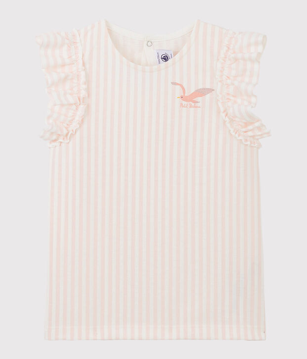 Kurz&auml;rmeliges Kinder-T-Shirt aus Jersey f&uuml;r M&auml;dchen rosa/weiss