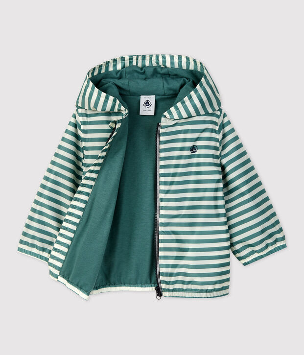 Baby-Windjacke aus recyceltem Polyester gr&uuml;n/naturfarben