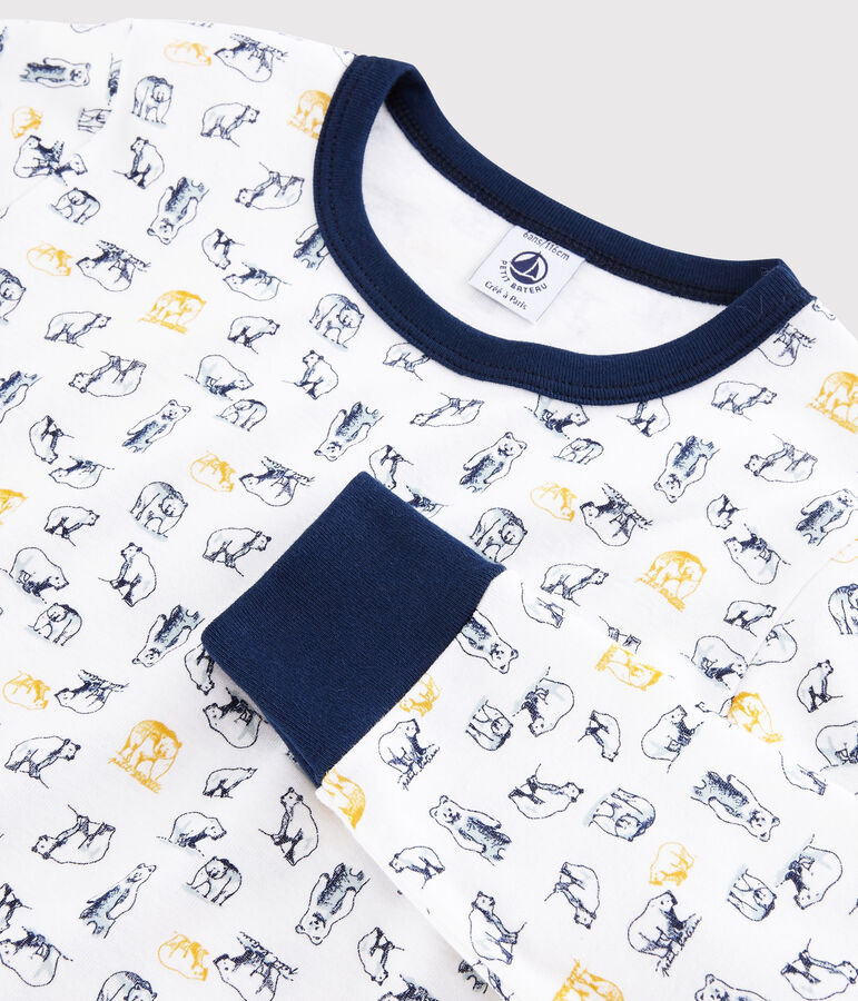 Kinderpyjama mit Eisb&auml;rmotiv f&uuml;r Jungen weiss/vielfarbig
