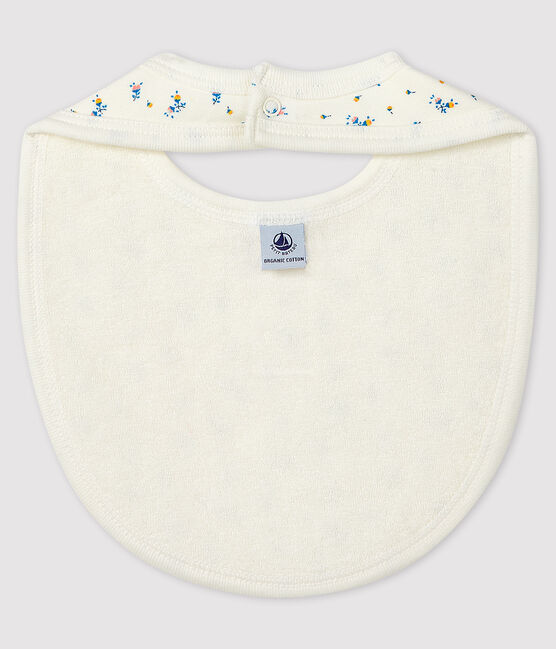 Baby-Lätzchen aus Rippstrick weiss MARSHMALLOW/grau GRIS