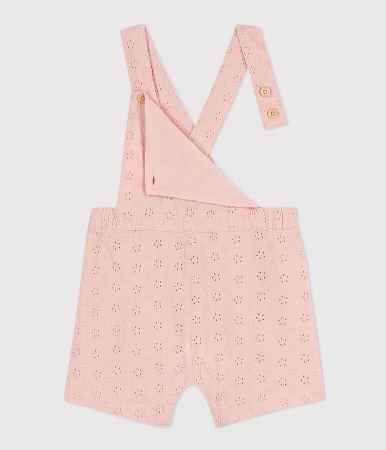 Kurze Baby-Overall in Broderie Anglaise rosa