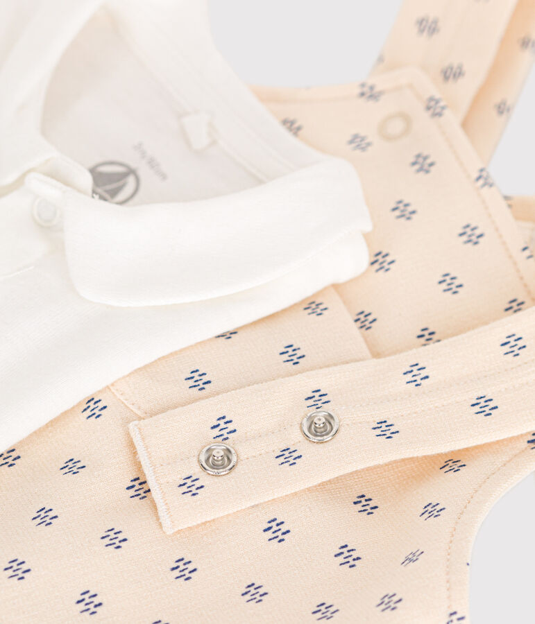 Latzhosen-Kombination aus leichtem Molton, Baby weiss AVALANCHE/ MULTICO