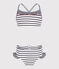 Kinder-Bikini mit Streifen weiss MARSHMALLOW/blau MEDIEVAL