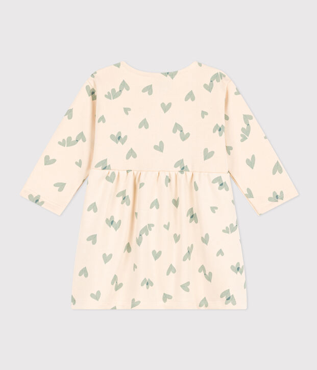 Lang&auml;rmeliges Baby-Kleid aus Molton f&uuml;r M&auml;dchen naturfarben/gr&uuml;n