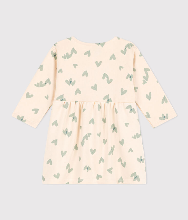 Lang&auml;rmeliges Baby-Kleid aus Molton f&uuml;r M&auml;dchen naturfarben/gr&uuml;n