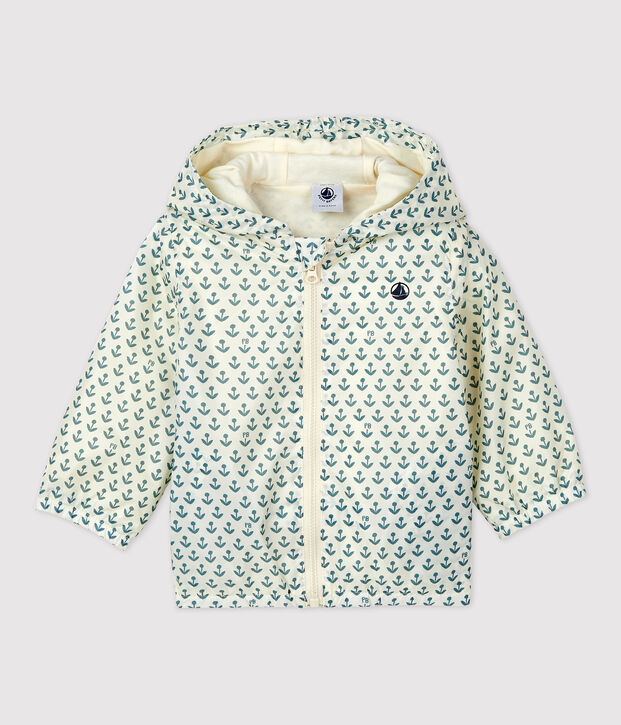 Baby-Windjacke aus recyceltem Polyester naturfarben/gr&uuml;n