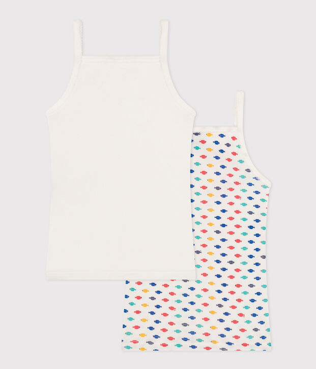 2er-Set Spaghetti-Tops aus Baumwolle mit Meerestieren f&uuml;r M&auml;dchen vielfarbig