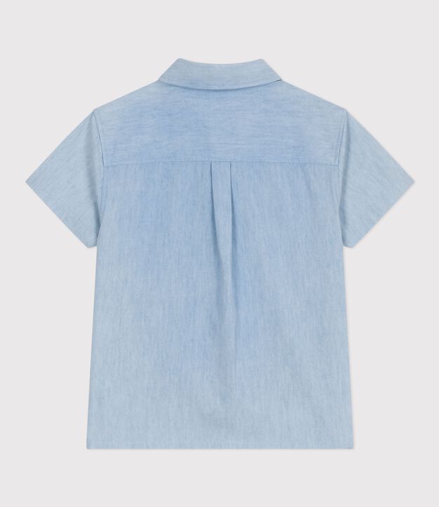 Kurz&auml;rmeliges Kinder-Hemd aus Baumwolle blau