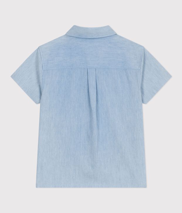 Kurz&auml;rmeliges Kinder-Hemd aus Baumwolle blau