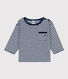 Langärmeliges Baby-T-Shirt aus gestreiftem geflammtem Jersey