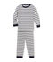Gestreifter Jungen-Schlafanzug beige COQUILLE/blau SMOKING