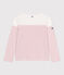 Langärmeliges Damen-T-Shirt "Marinière" aus Baumwolle weiss MARSHMALLOW/rosa CHARME