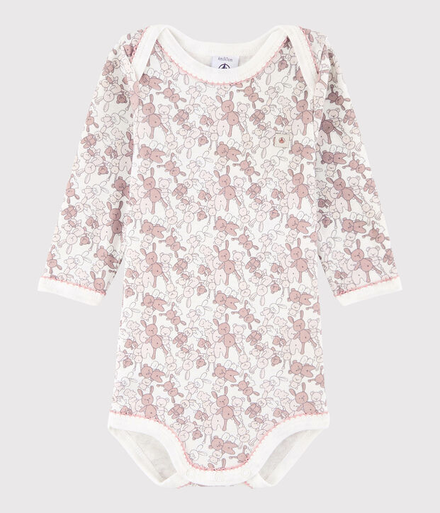 Lang&auml;rmeliger Baby-Body M&auml;dchen rosa/weiss