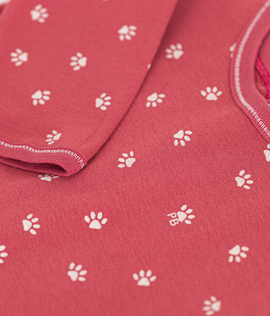 Langärmelige Baby-Pyjamas aus Baumwolle rosa PAPI/beige PANACOTTA