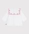 Langärmelige Baby-Bluse aus Baumwoll-Popeline mit bestickten Herzen weiss ECUME