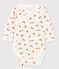 Langärmeliger Wickelbody für Babys mit Eichhörnchenmotiv weiss MARSHMALLOW/weiss MULTICO
