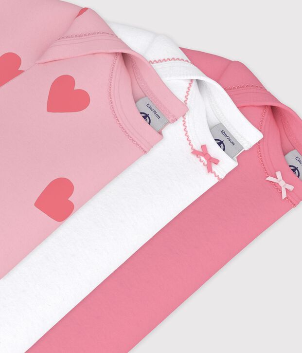 Set kurz&auml;rmeliger Baby-Bodys aus Baumwolle mit Herzmotiv vielfarbig