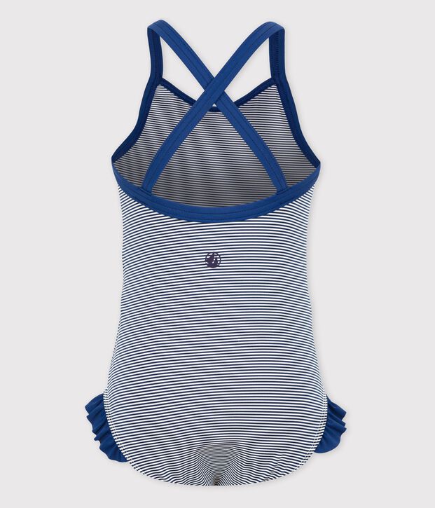 Kinder-Badeanzug f&uuml;r M&auml;dchen blau/weiss